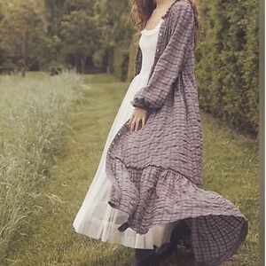 Free People Edie Maxi Dress Oversized Duster  Lagenlook Cottagecore Boho Size XS
